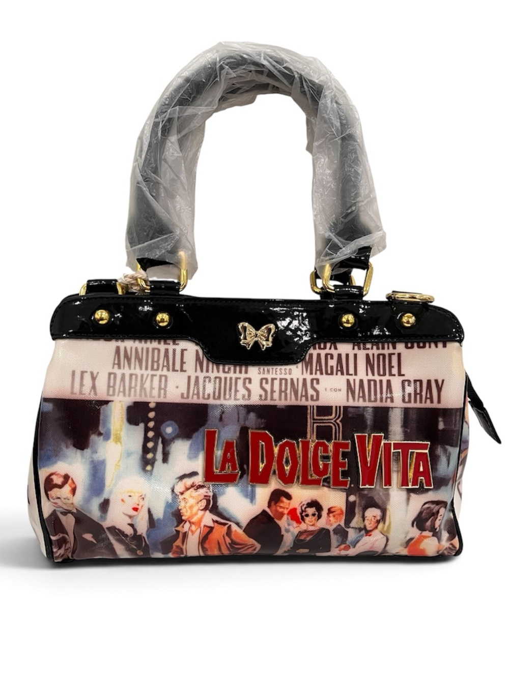 Radio Days RARE VINTAGE La Dolce Vita Graphic Satchel Bag NWT - Picture 2 of 14